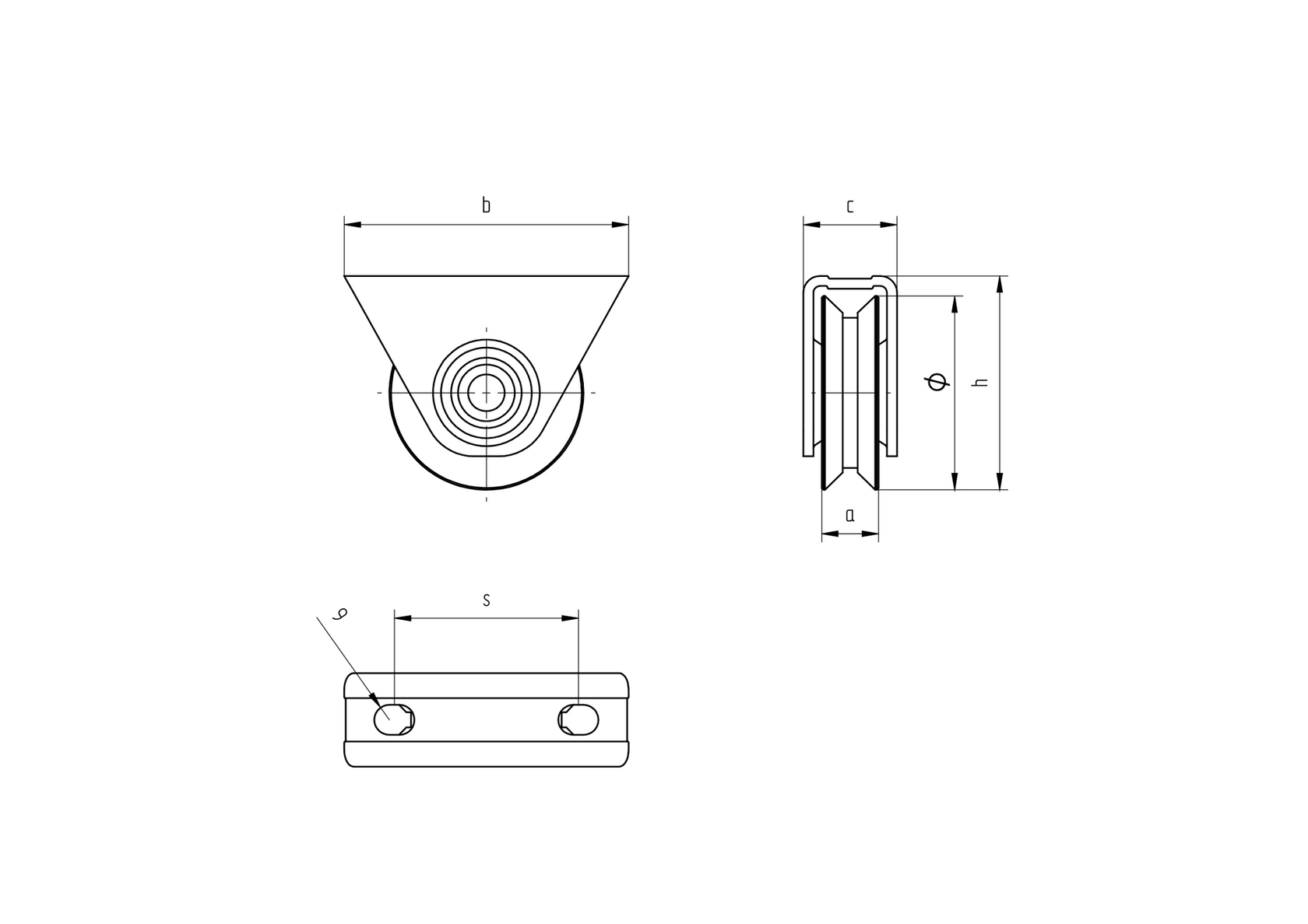 Koło do bram przesuwnych z rowkiem V, INOX / NYLON, D60