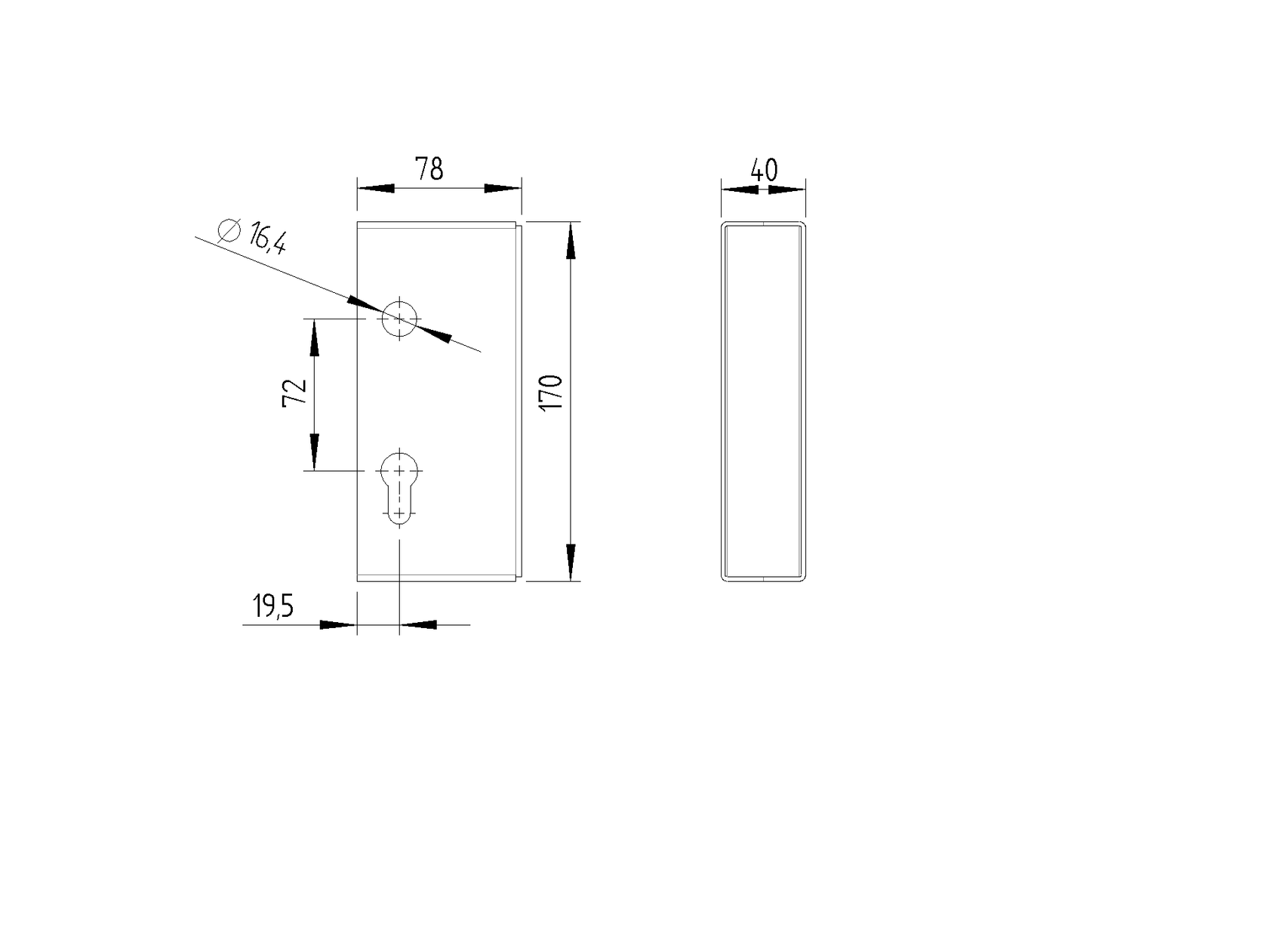 Osprzęt bram Zn, 78x40x171mm