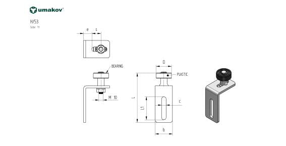 Rolka prowadzaca H115mm, B40mm, d=35mm
