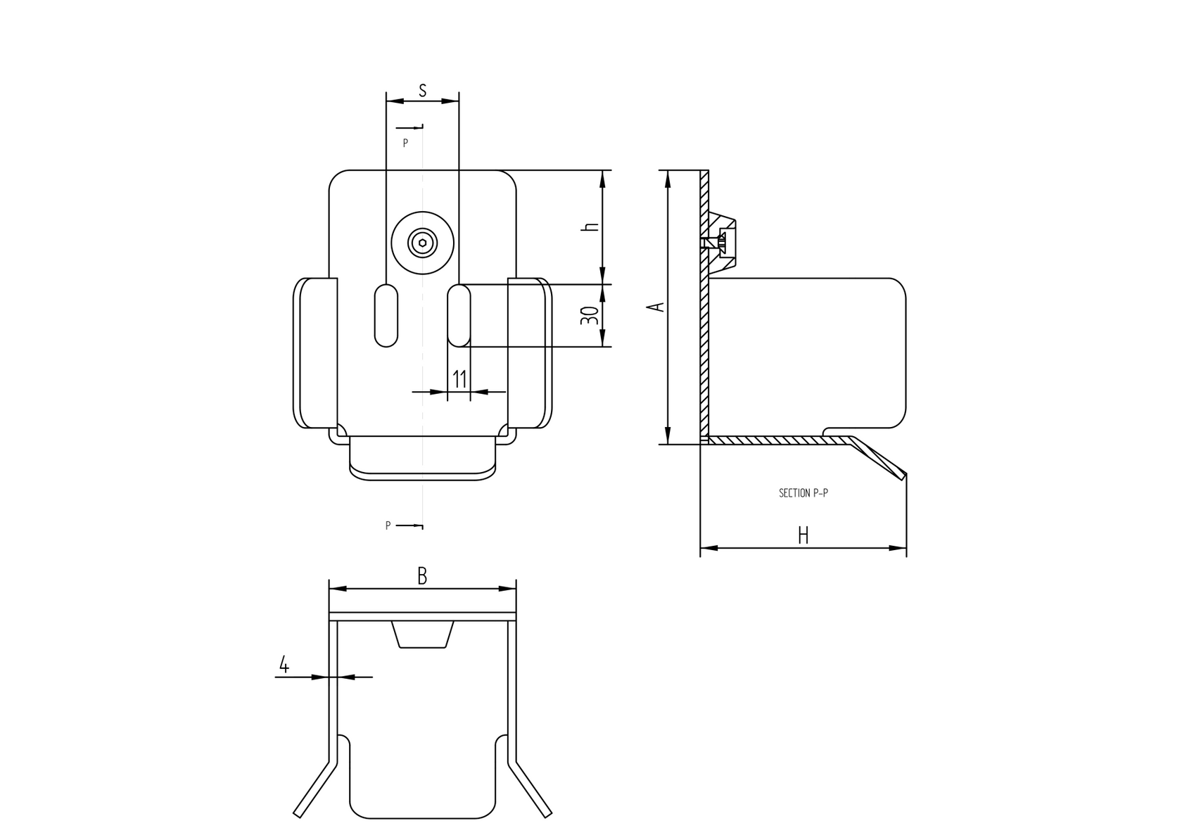 Gniazdo najazdowe Zn, profile 94x85, 90x95mm
