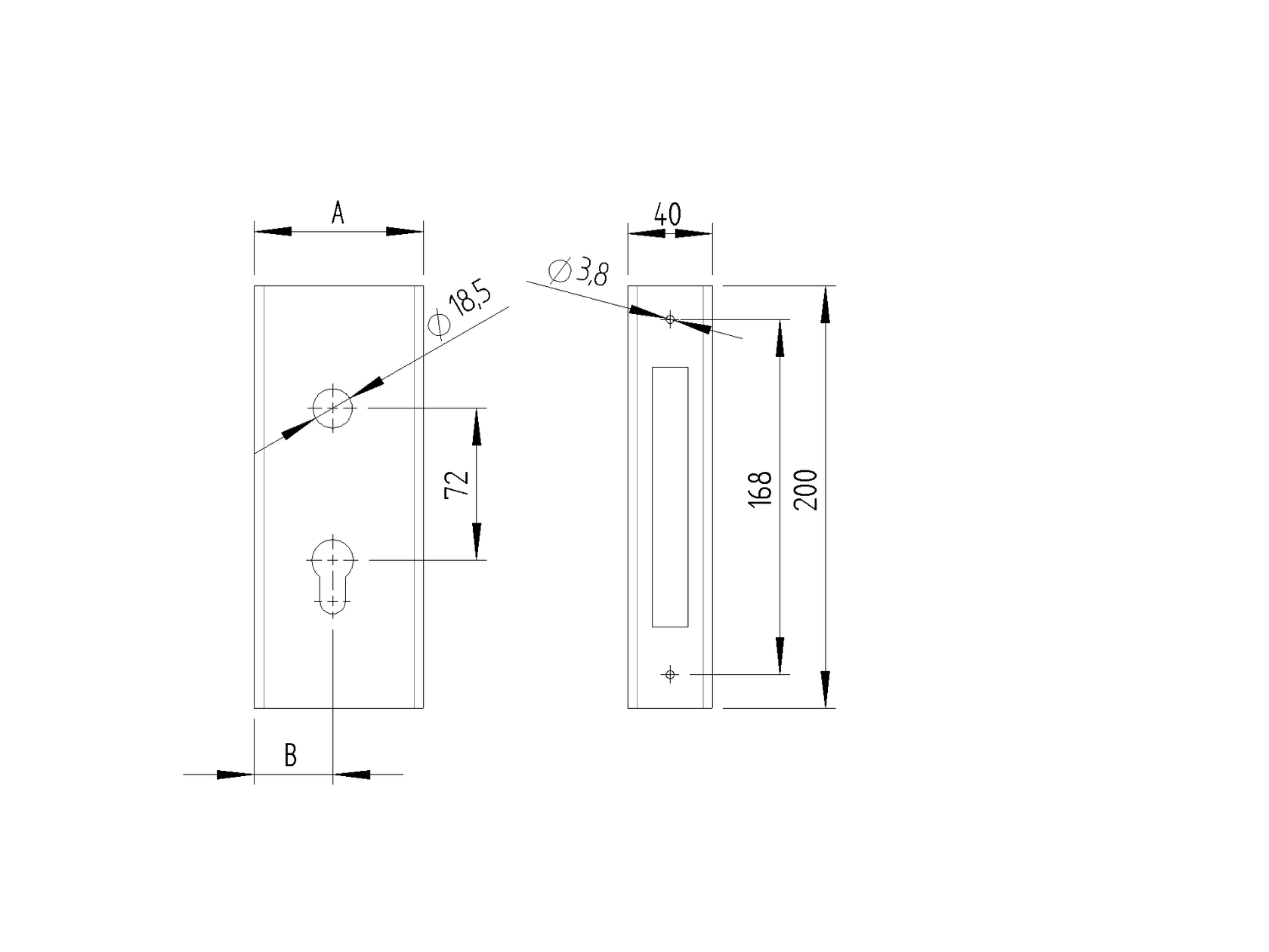 Obudowa zamka H36-40A 80x40mm