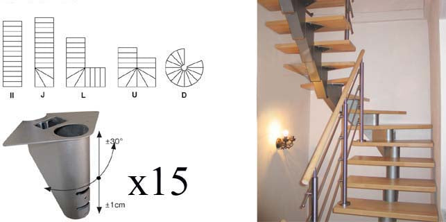 Schody-segment NS240 V 3020-2740mm, set 15x segmen