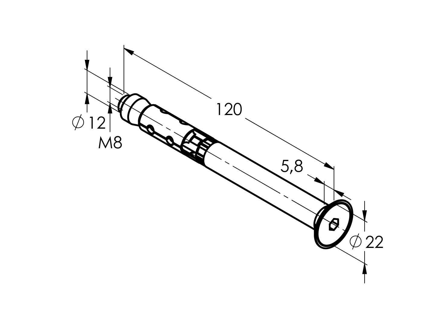Kotwa do dużych obciążeń z wkrętem z łbem stożkowym M8
