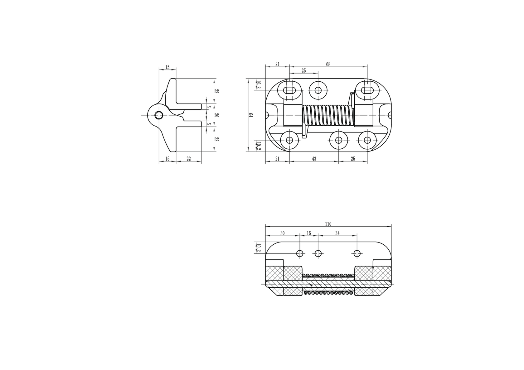 Zawias bramowy, ze stałą sprężyną