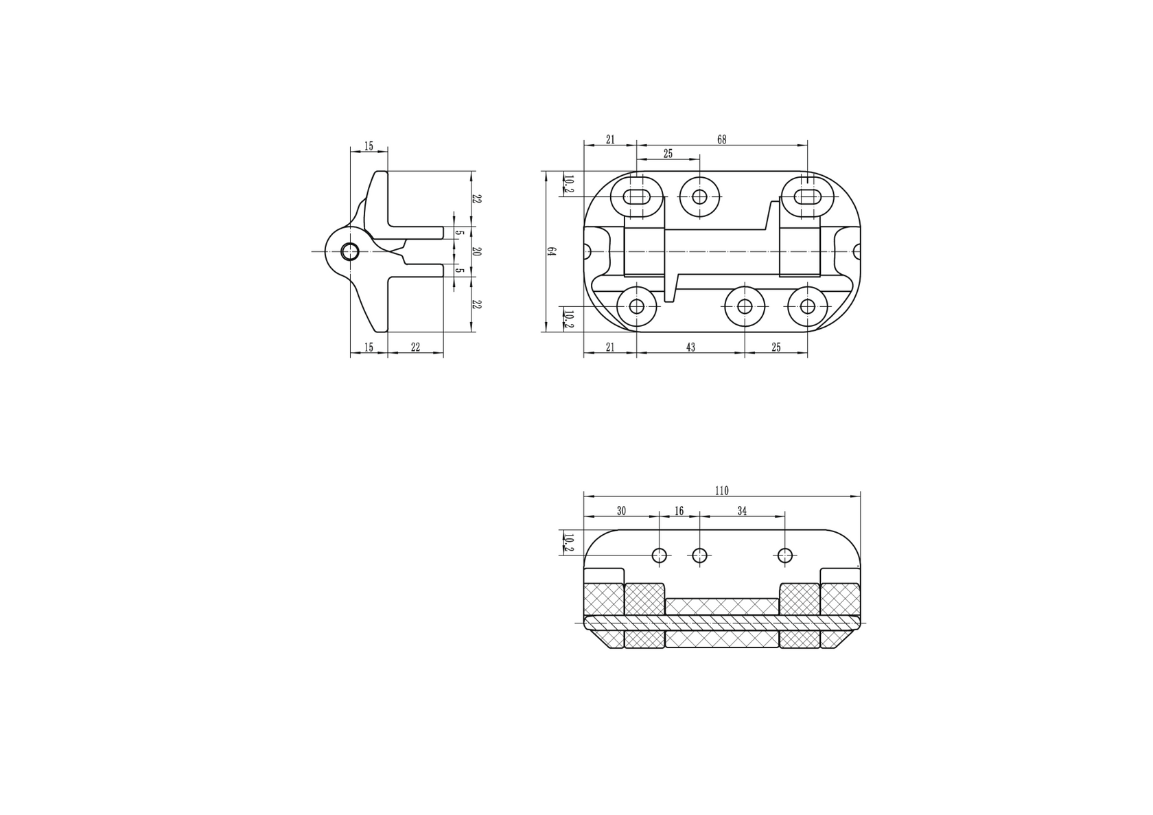 Zawias bramowy, bez sprężyny