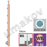 Drewniany słupek BUK (BEECH) D50mm, 5xd12mm, H1000