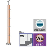 Drewniany słupek BUK (BEECH) D50mm, 4xd12mm, v=90c