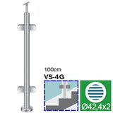 Słupek nierdzewny D42,4 - 4xGlass  h=100cm AISI304