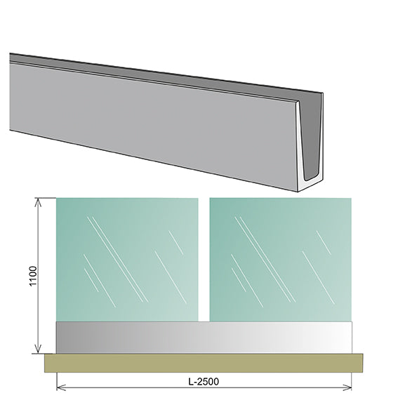 Balustrada całoszklana 2500x1000mm