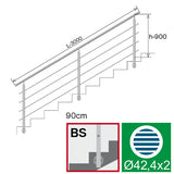Balustrada nierdzewna AISI304, D42,4/4xd12/H900/L3