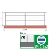 Balustrada nierdzewna AISI304, D42,4/4xd5/H900/L30