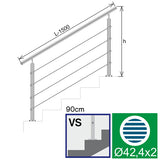 Balustrada nierdzewna AISI304, D42,4/4xd5/H900/L15