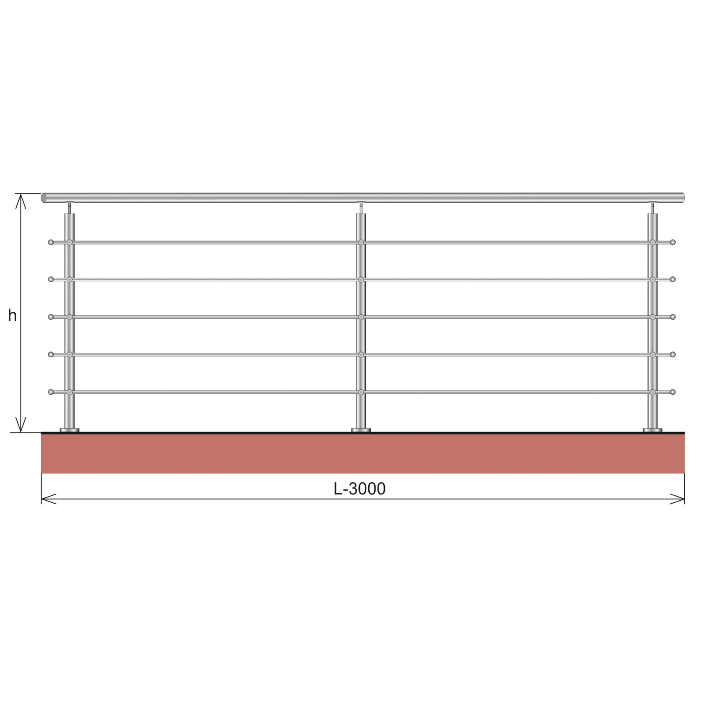 Balustrada nierdzewna, AISI304, 1500x1000mm