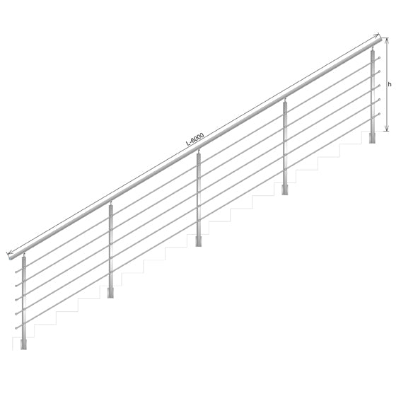 Balustrada nierdzewna AISI304, 40x40x2/4xd12/H900/