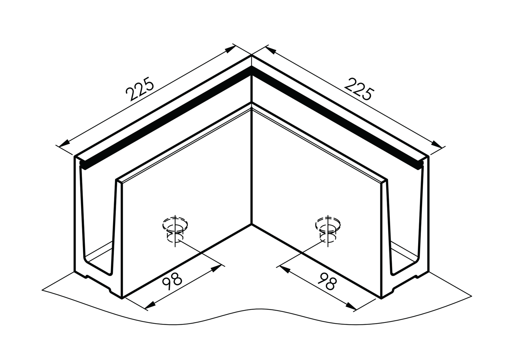 Profil balustrady szklanej Al AL/ELOX/Satin L195mm