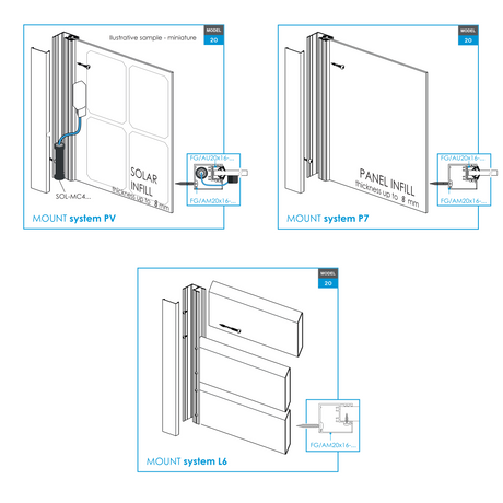 Aluminiowy adapter do ogrodzeń do wypełnień tablicowych 1-8mm - 6000mm