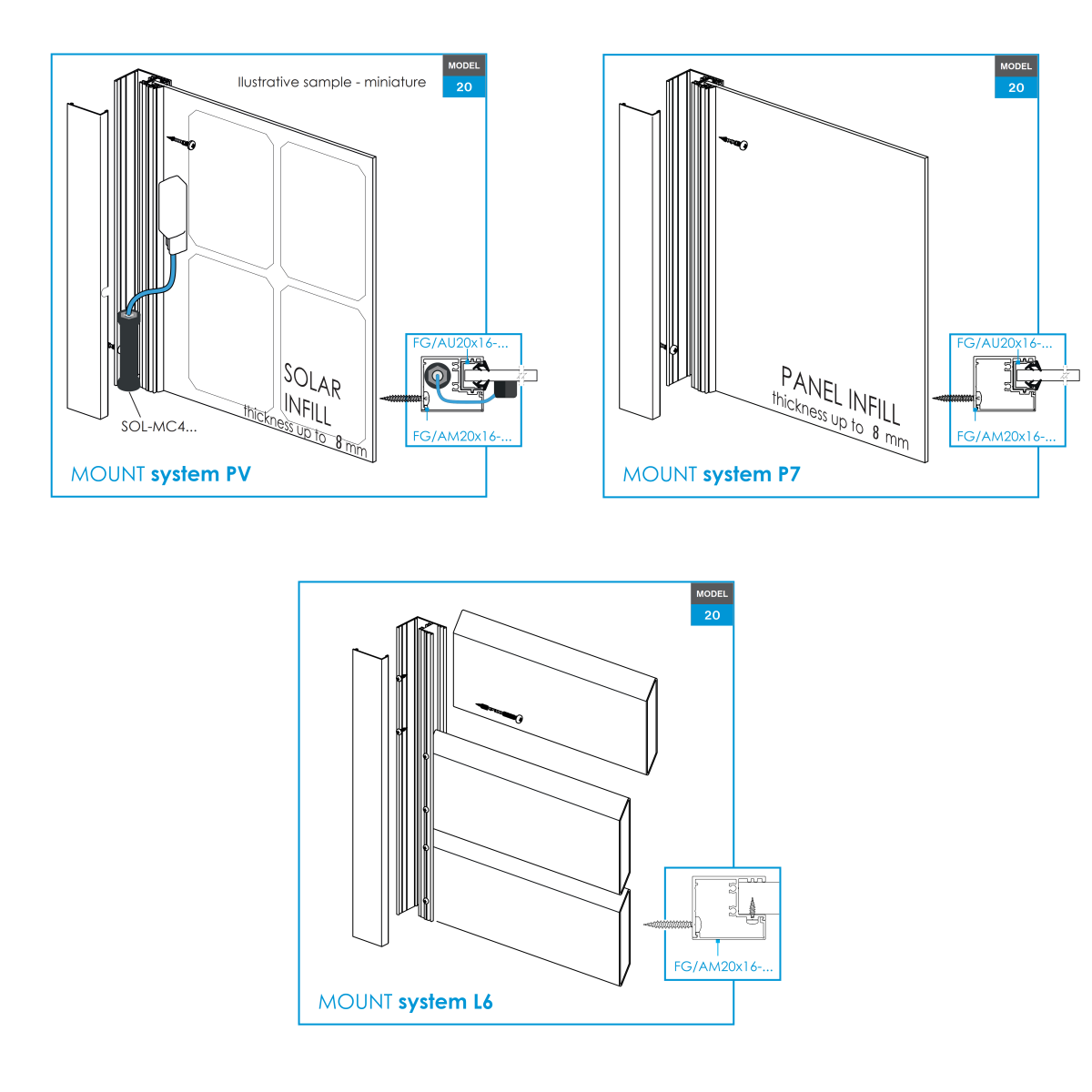 Aluminiowy adapter ogrodzeniowy do wypełnień tablicowych 1-8mm - 6000m
