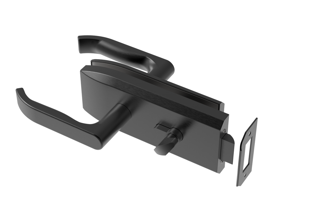 zamek centralny inox, glass t 8,10,12mm BLACK