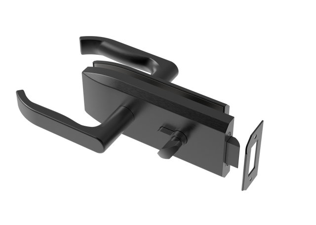 zamek centralny inox, glass t 8,10,12mm BLACK