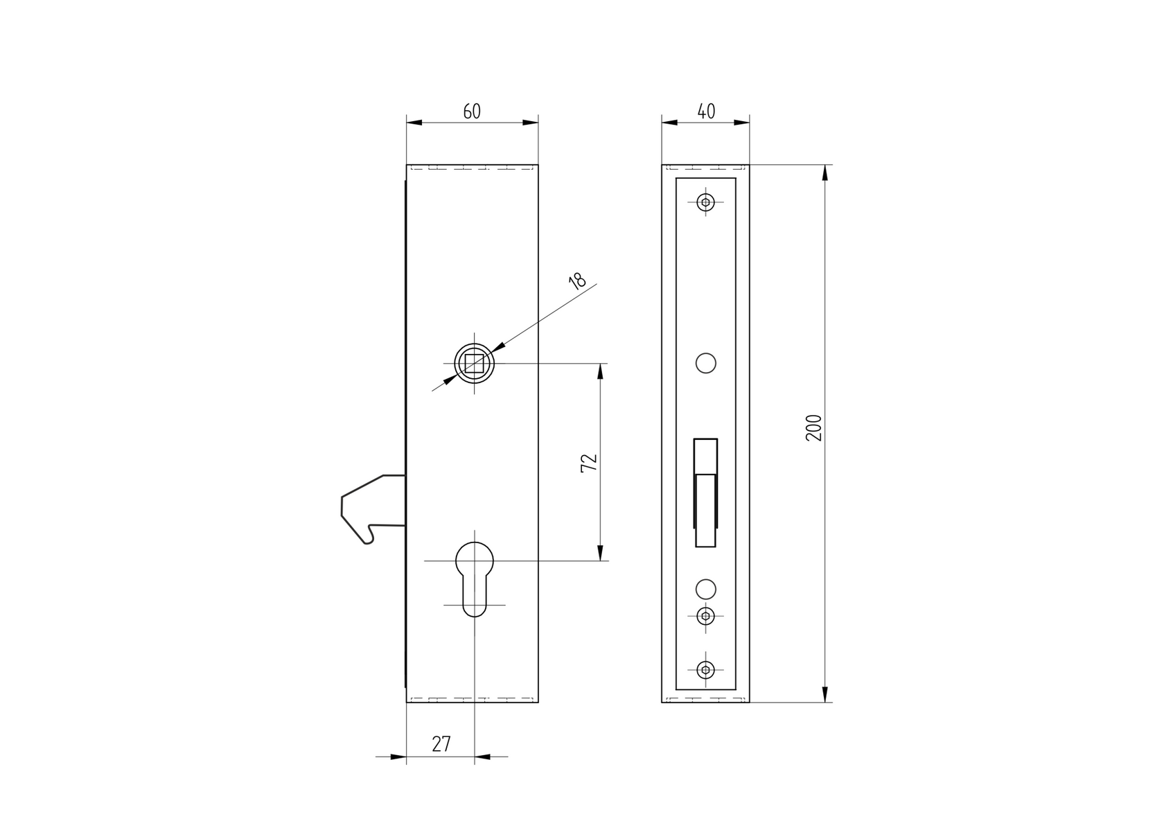 Skrzynka zamka do bramy przesuwnej, 60x40