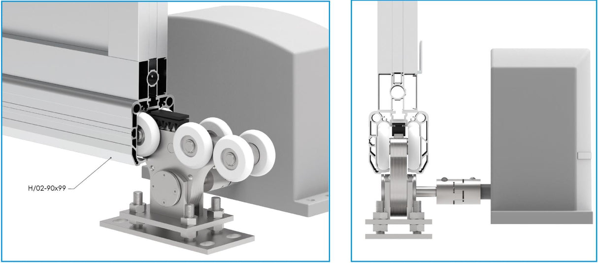 Prowadzący profil dolny AL, 90x99mm, L6m, RAL7016