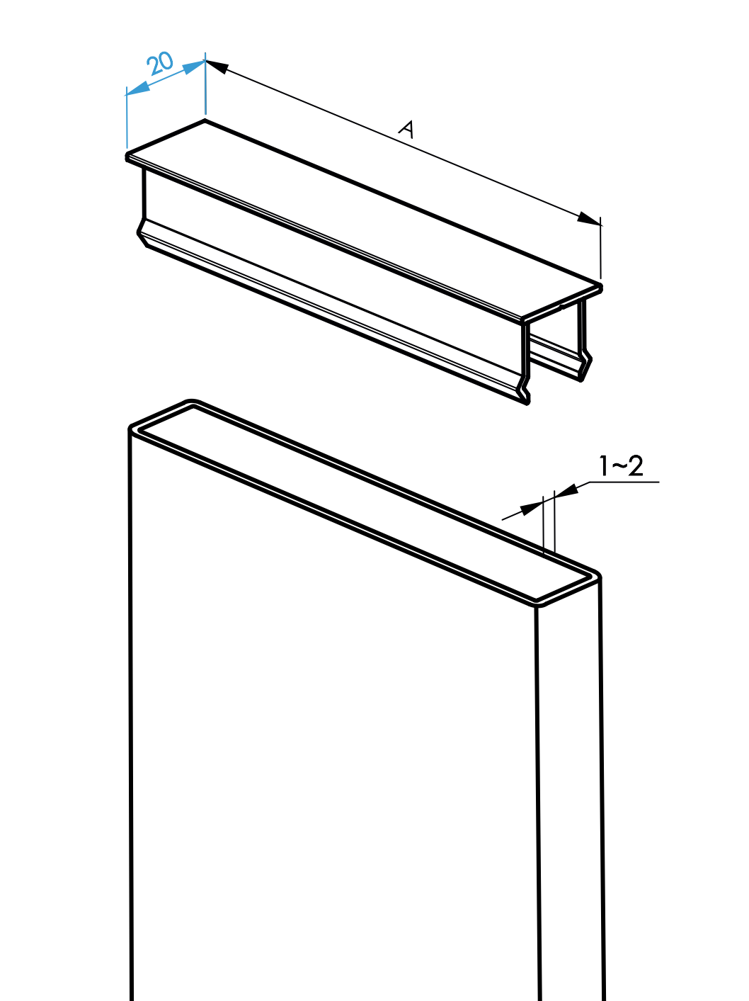 Osłona wypełnienia pionowego 20x80x1 - R7016