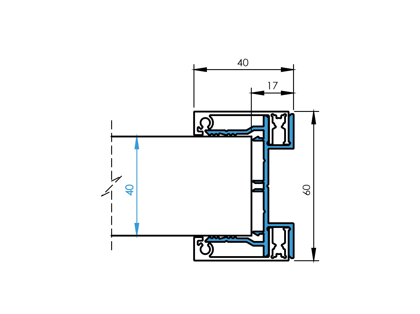 Adapter do ogrodzenia aluminiowego dla wypełnień 40mm - 1700mm