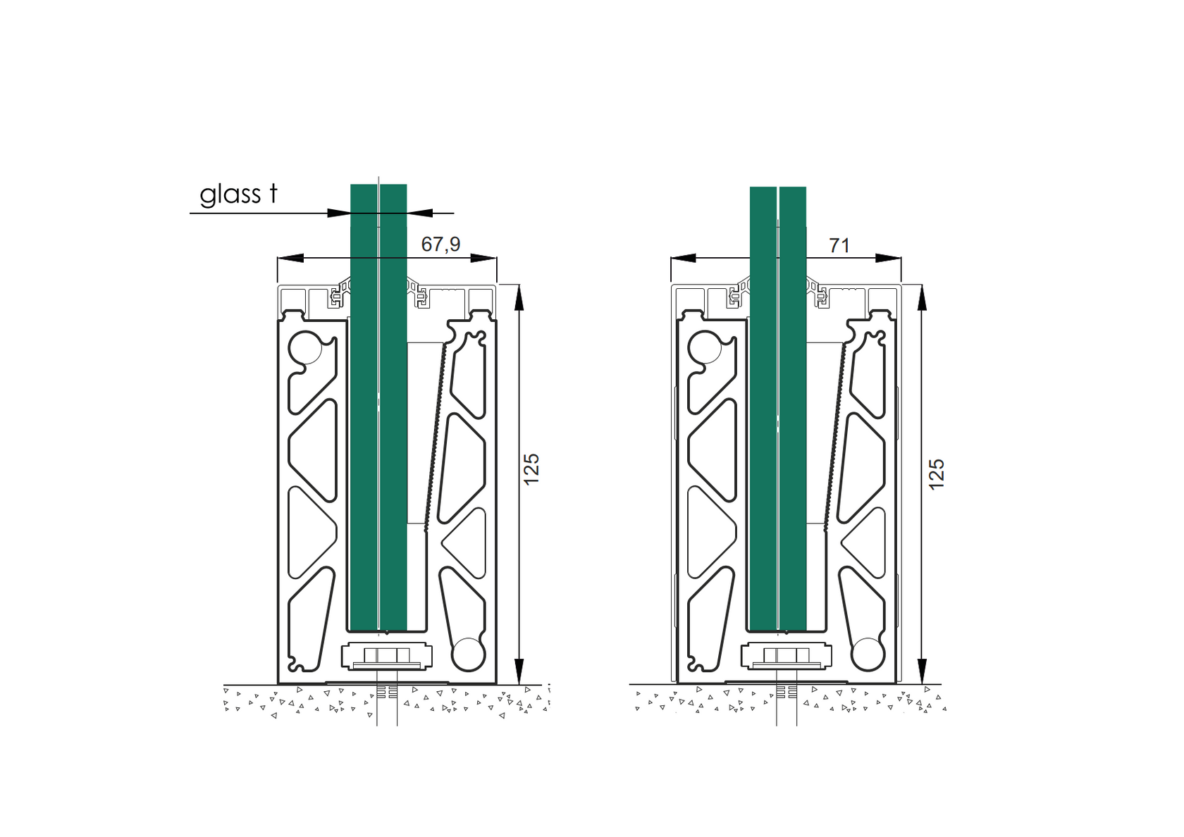 Profil balustrady szklanej