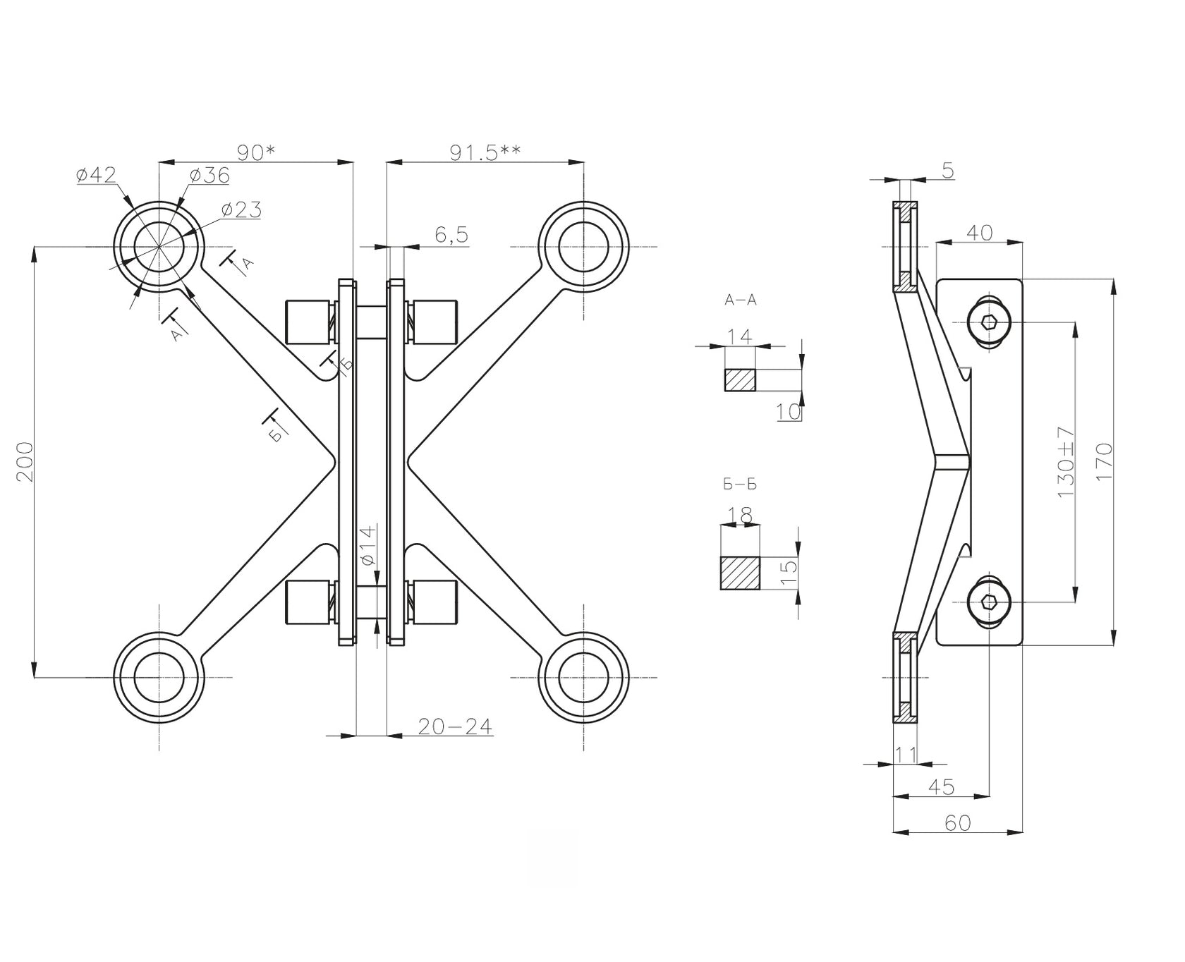 Uchwyt do szkła spider poczwórny