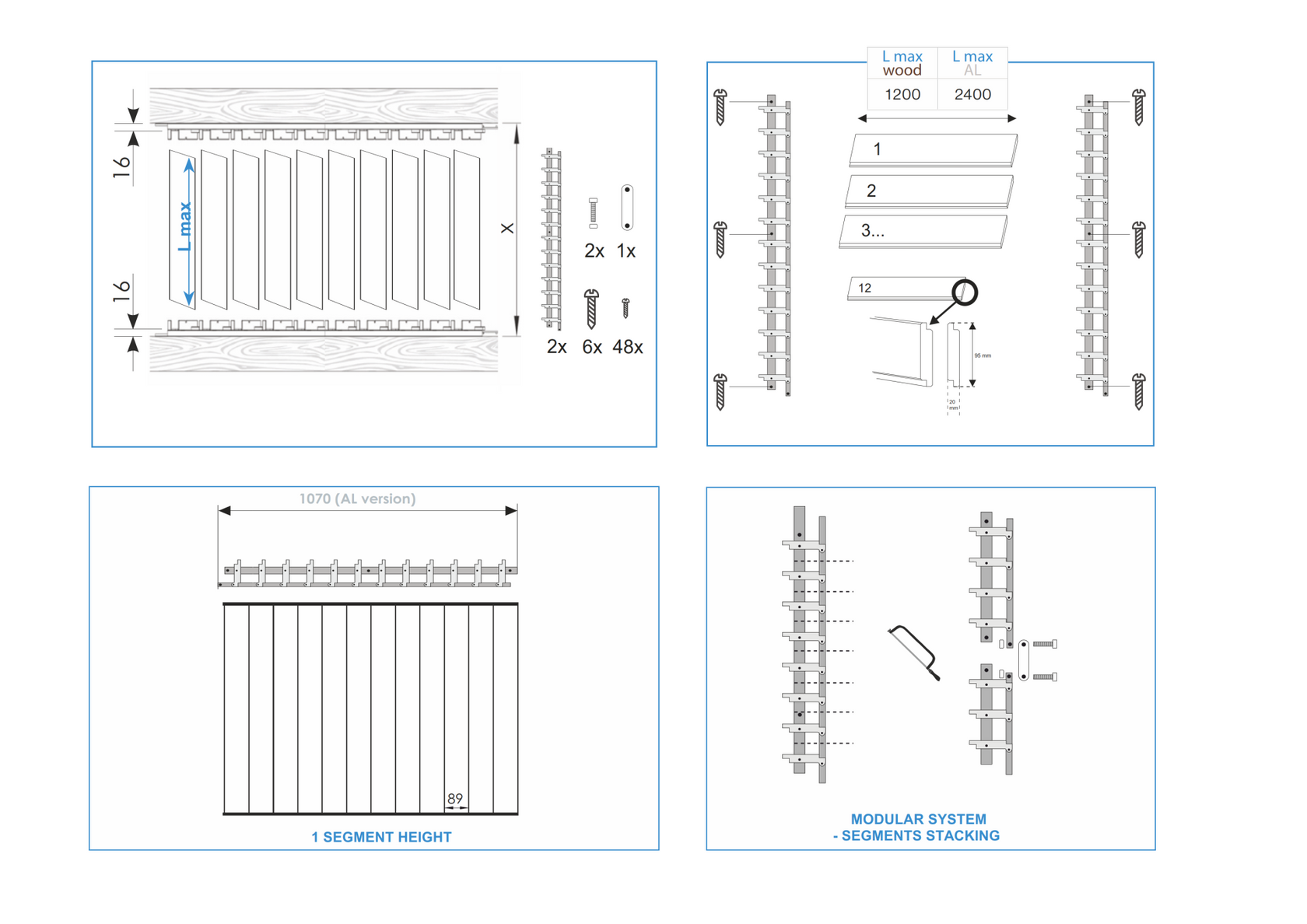 Ruchomy system aluminiowy – pionowy, żaluzjowy – para (lewy + prawy)