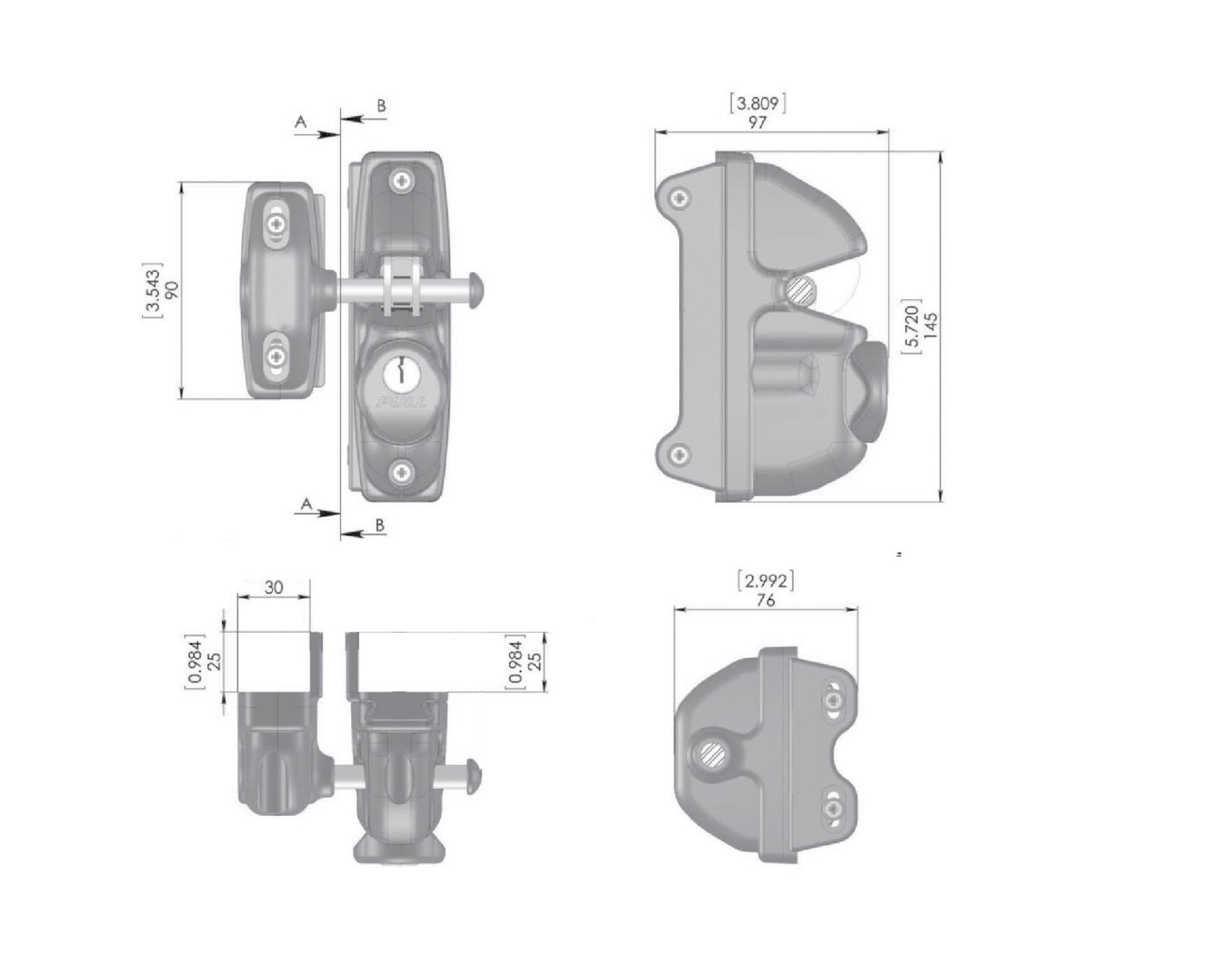Zatrzask hakowy z zamkiem, jednostronny