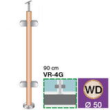 Słupek dębowy Fi 42,4 mm. 4x uchwyt słzka, h=90cm