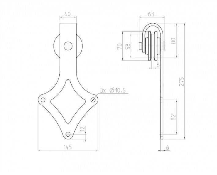 Prowadnica drzwi przesuwnych "Rhombus"