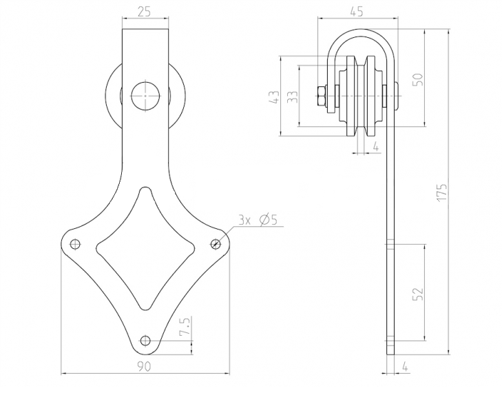 Prowadnica drzwi przesuwnych mini "Rhombus"