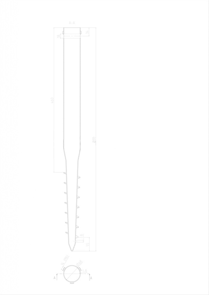 Fundament śrubowy 68x1,5x800mm, 3xM8